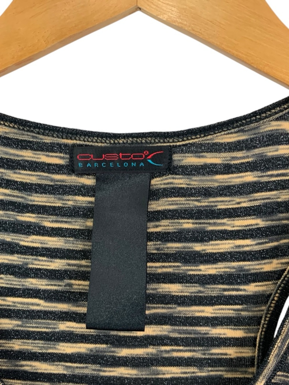 CUSTO BARCELONA Medium Striped Butterfly Print Racerback Tank Top Beige/Black S2 - Picture 4 of 7